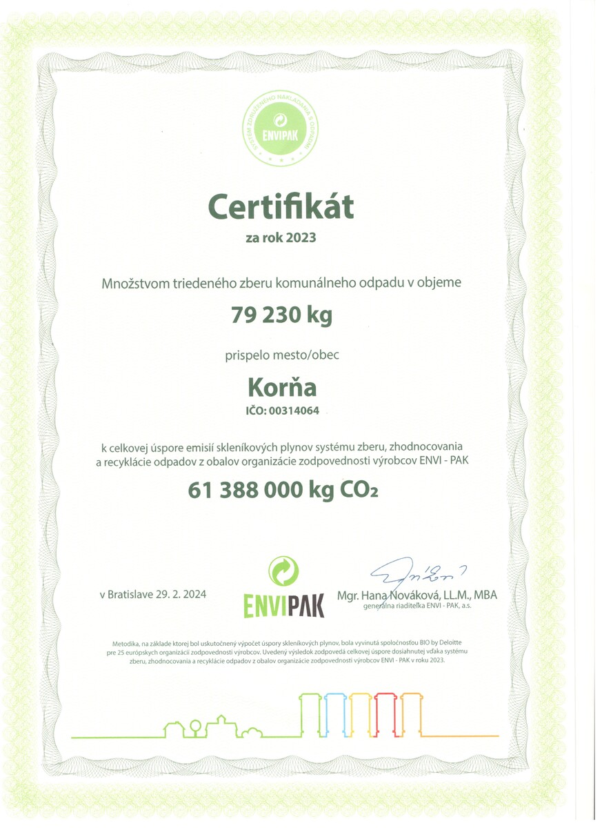 Certifikat triedeny zber