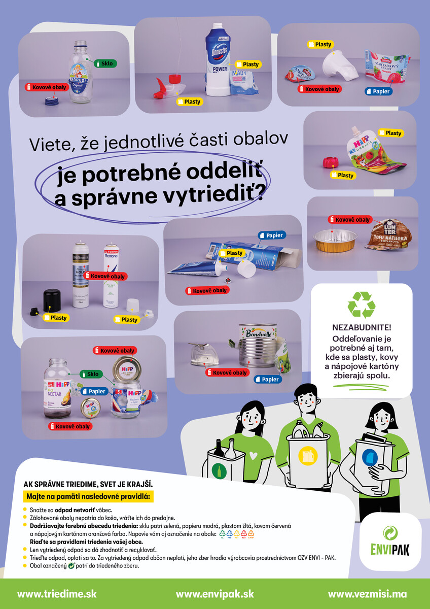 Obaly oddelit vytriedit
